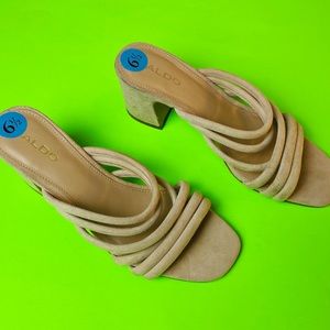 ALDO Beige Strappy Block Heel Sandals